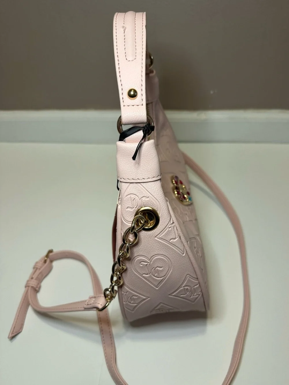 Juicy Couture New Glitzed Out Hobo Convertible Bag in Pink Clay Faux Leather